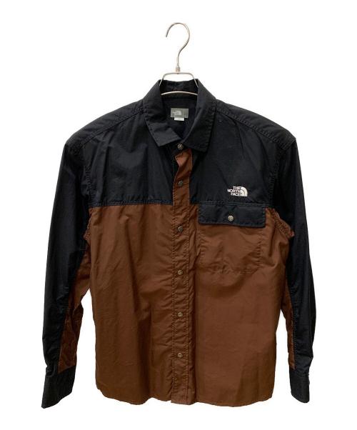 THE NORTH FACE（ザ ノース フェイス）THE NORTH FACE (ザ ノース フェイス) L/S Nuptse Shirt ブラック×ブラウン サイズ:Lの古着・服飾アイテム