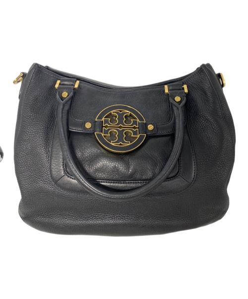 TORY BURCH（トリーバーチ）TORY BURCH (トリーバーチ) レザートートバッグ ブラックの古着・服飾アイテム