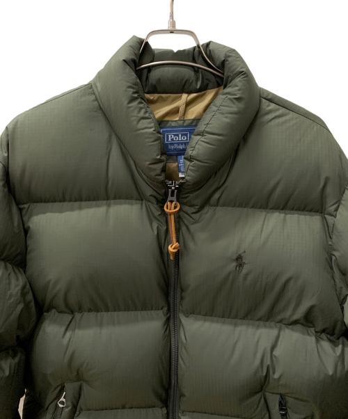 POLO RALPH LAUREN（ポロ・ラルフローレン）POLO RALPH LAUREN (ポロ・ラルフローレン) テクスチャード リップストップダウンジャケット グリーン サイズ:Lの古着・服飾アイテム