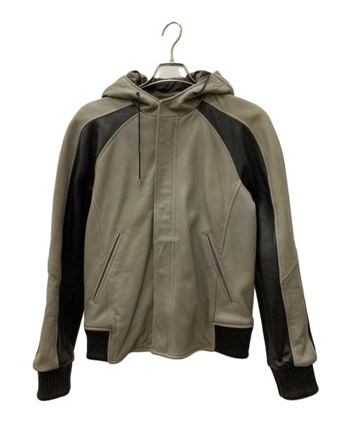 MORGAN HOMME（モルガンオム）MORGAN HOMME (モルガンオム) レザージャケット グレー×ブラック サイズ:Lの古着・服飾アイテム