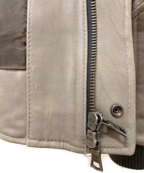 MORGAN HOMME（モルガンオム）MORGAN HOMME (モルガンオム) レザージャケット グレー×ブラック サイズ:Lの古着・服飾アイテム