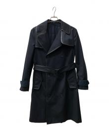FENDI（フェンディ）の古着「袖ロゴレザーパイピングトレンチコート」｜ブラック