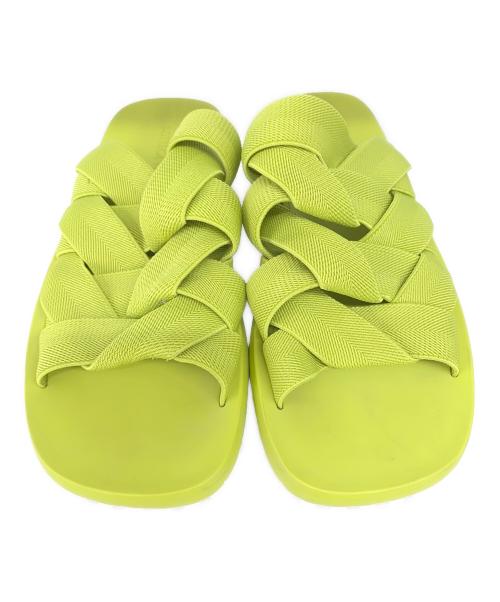 BOTTEGA VENETA（ボッテガベネタ）BOTTEGA VENETA (ボッテガベネタ) イントレチャートサンダル 黄緑 サイズ:40の古着・服飾アイテム