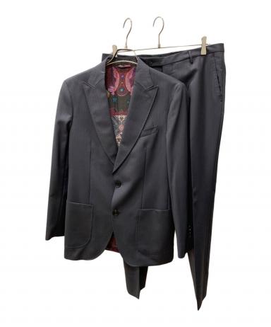 着用1回 ETRO 最高級スーツセットアップ 44 ハンガー ハンカチーフ付 中古・古着通販】ETRO (エトロ) セットアップスーツ ブラック サイズ