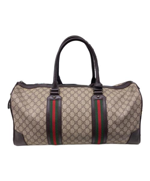 GUCCI（グッチ）GUCCI (グッチ) ボストンバッグ ベージュ×ブラウンの古着・服飾アイテム