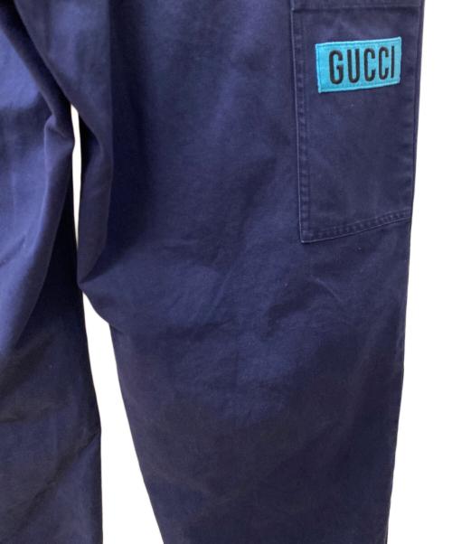 GUCCI（グッチ）GUCCI (グッチ) サイドワッペンコットンチノパンツ ネイビー サイズ:50の古着・服飾アイテム