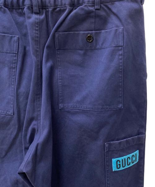 GUCCI（グッチ）GUCCI (グッチ) サイドワッペンコットンチノパンツ ネイビー サイズ:50の古着・服飾アイテム