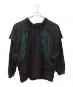 RAF SIMONSラフシモンズ）の古着「Hoodie doubled with printed T-shirt Grimcrawler 2022年モデル」｜ブラック