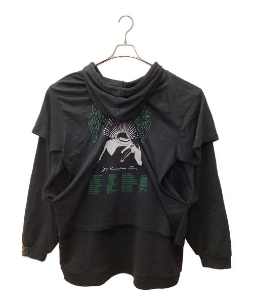 RAF SIMONS（ラフシモンズ）RAF SIMONS (ラフシモンズ) Hoodie doubled with printed T-shirt Grimcrawler 2022年モデル ブラック サイズ:Mの古着・服飾アイテム