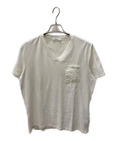 PRADA（プラダ）PRADA (プラダ) VネックTシャツ ホワイト サイズ:Lの古着・服飾アイテム