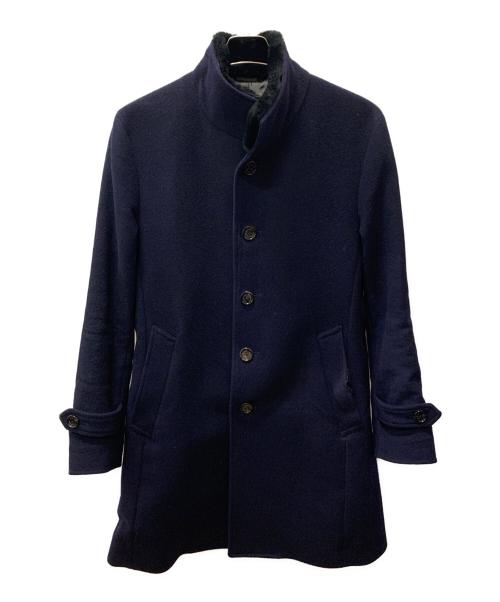 BLACK LABEL CRESTBRIDGE（ブラックレーベル クレストブリッジ）BLACK LABEL CRESTBRIDGE (ブラックレーベル クレストブリッジ) ステンカラーウールコート ネイビー サイズ:Mの古着・服飾アイテム