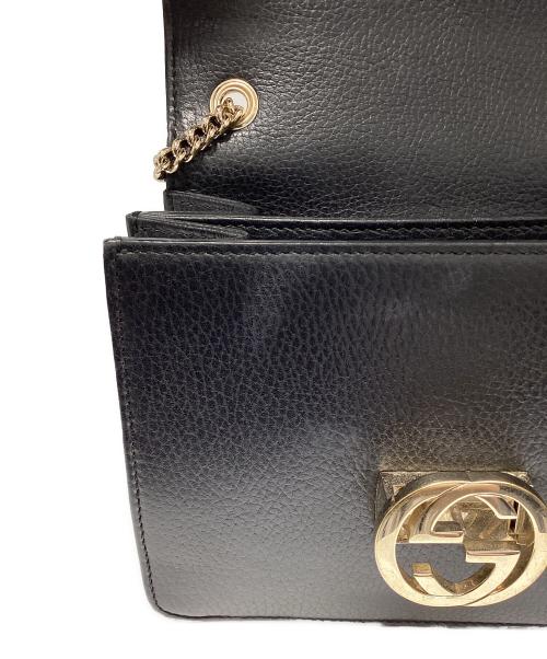 GUCCI（グッチ）GUCCI (グッチ) インターロッキングG チェーンショルダーバッグ ブラックの古着・服飾アイテム