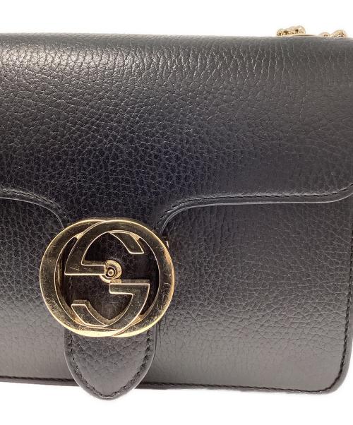 GUCCI（グッチ）GUCCI (グッチ) インターロッキングG チェーンショルダーバッグ ブラックの古着・服飾アイテム