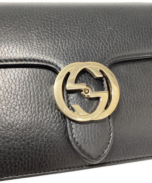 GUCCI（グッチ）GUCCI (グッチ) インターロッキングG チェーンショルダーバッグ ブラックの古着・服飾アイテム