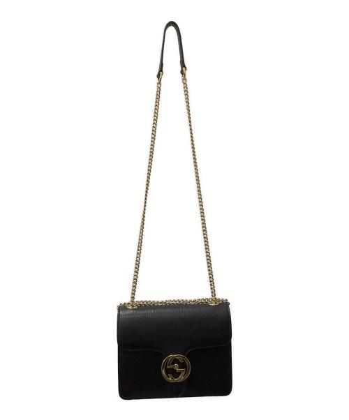 GUCCI（グッチ）GUCCI (グッチ) インターロッキングG チェーンショルダーバッグ ブラックの古着・服飾アイテム