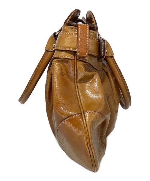 Salvatore Ferragamo（サルヴァトーレ フェラガモ）Salvatore Ferragamo (サルヴァトーレ フェラガモ) ガンチーニエナメルバッグ ブラウンの古着・服飾アイテム