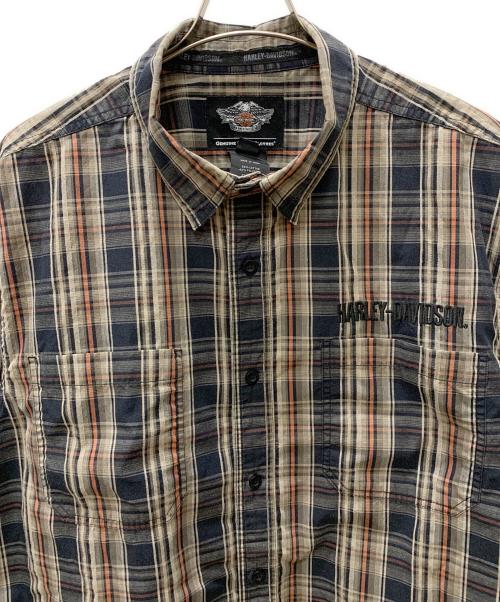 HARLEY-DAVIDSON（ハーレーダビッドソン）HARLEY-DAVIDSON (ハーレーダビッドソン) 長袖シャツ ブラウン×ブラック サイズ:2XLの古着・服飾アイテム