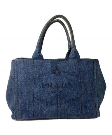 PRADA デニム　トートバッグ 中古・古着通販】PRADA (プラダ) デニムカナパトートバッグ インディゴ