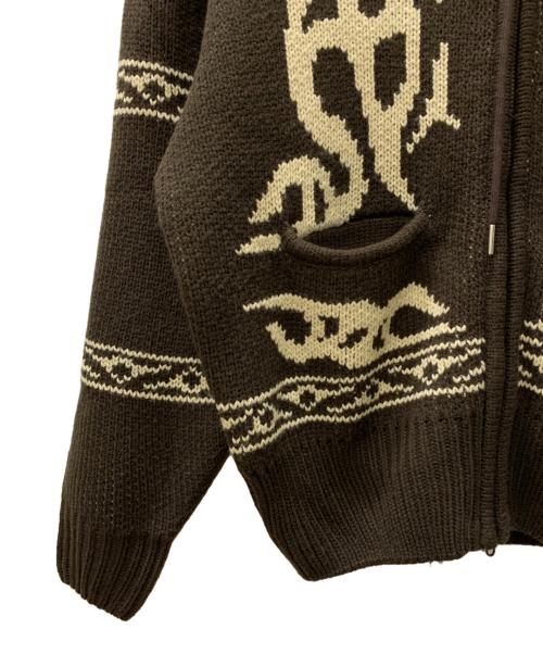 NOMANUAL（ノーマニュアル）NOMANUAL (ノーマニュアル) カウチンニットジップパーカー ブラウン サイズ:Mの古着・服飾アイテム
