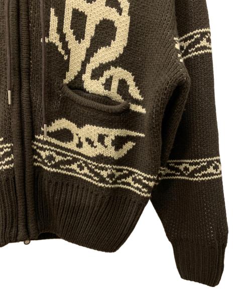 NOMANUAL（ノーマニュアル）NOMANUAL (ノーマニュアル) カウチンニットジップパーカー ブラウン サイズ:Mの古着・服飾アイテム