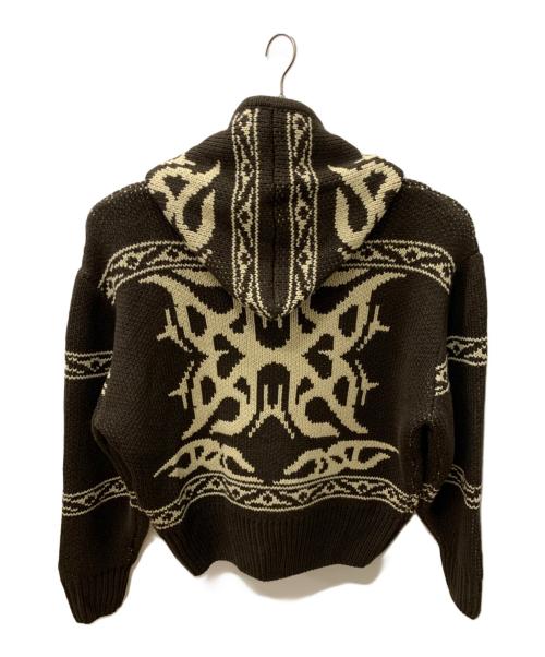 NOMANUAL（ノーマニュアル）NOMANUAL (ノーマニュアル) カウチンニットジップパーカー ブラウン サイズ:Mの古着・服飾アイテム