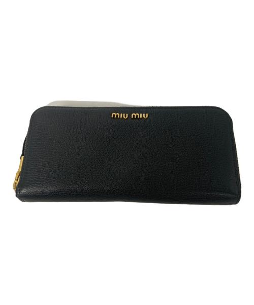 MIU MIU（ミュウミュウ）MIU MIU (ミュウミュウ) ラウンドファスナー財布 ブラックの古着・服飾アイテム