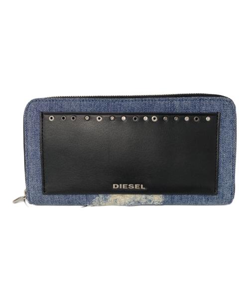 DIESEL（ディーゼル）DIESEL (ディーゼル) ダメージデニムウォレット ブルー×ブラックの古着・服飾アイテム