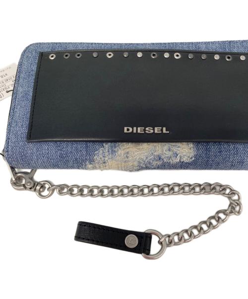 DIESEL（ディーゼル）DIESEL (ディーゼル) ダメージデニムウォレット ブルー×ブラックの古着・服飾アイテム