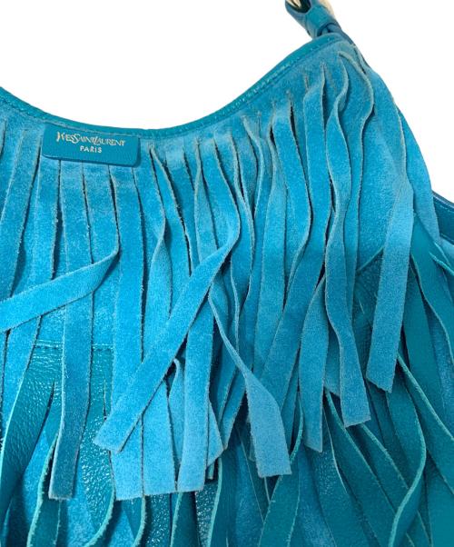 Yves Saint Laurent（イヴサンローラン）Yves Saint Laurent (イヴサンローラン) フリンジショルダーバッグ ブルーの古着・服飾アイテム