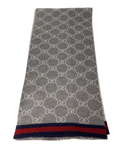 GUCCI（グッチ）GUCCI (グッチ) GG総柄マフラー グレーの古着・服飾アイテム