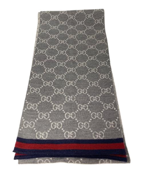 GUCCI（グッチ）GUCCI (グッチ) GG総柄マフラー グレーの古着・服飾アイテム