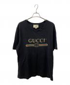 GUCCIグッチ）の古着「ロゴ ウォッシュドオーバーサイズ Tシャツ」｜ブラック