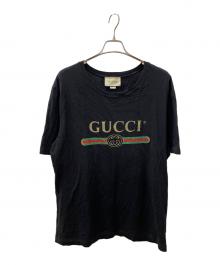 GUCCI（グッチ）の古着「ロゴ ウォッシュドオーバーサイズ Tシャツ」｜ブラック