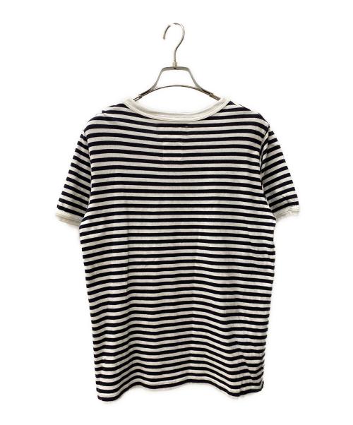 MADISON BLUE（マディソンブルー）MADISON BLUE (マディソンブルー) ロゴワッペンボーダーTシャツ ホワイト×ブラック サイズ:01の古着・服飾アイテム