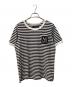 MADISON BLUE（マディソンブルー）の古着「ロゴワッペンボーダーTシャツ」｜ホワイト×ブラック