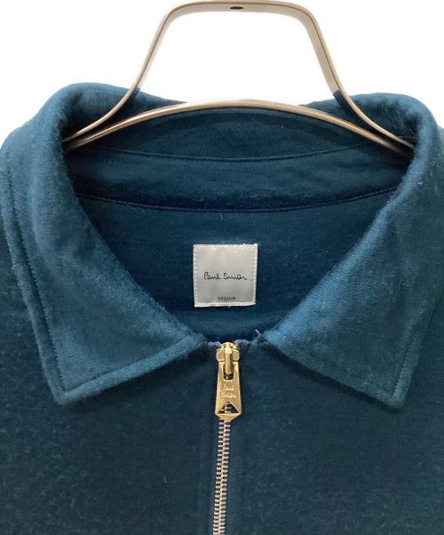 PAUL SMITH（ポールスミス）Paul Smith (ポールスミス) ストライプテープ ウールスムース ハーフジップポロ グリーン サイズ:MEDIUMの古着・服飾アイテム