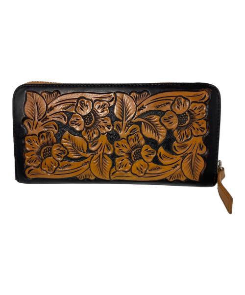 Carving Tribes（カービングトライブス）Carving Tribes (カービングトライブス) 長財布 ブラック×ブラウンの古着・服飾アイテム