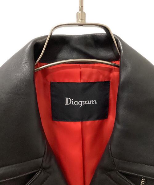 Diagram（ダイアグラム）Diagram (ダイアグラム) ラムレザーダブルライダースジャケット ブラック サイズ:38の古着・服飾アイテム