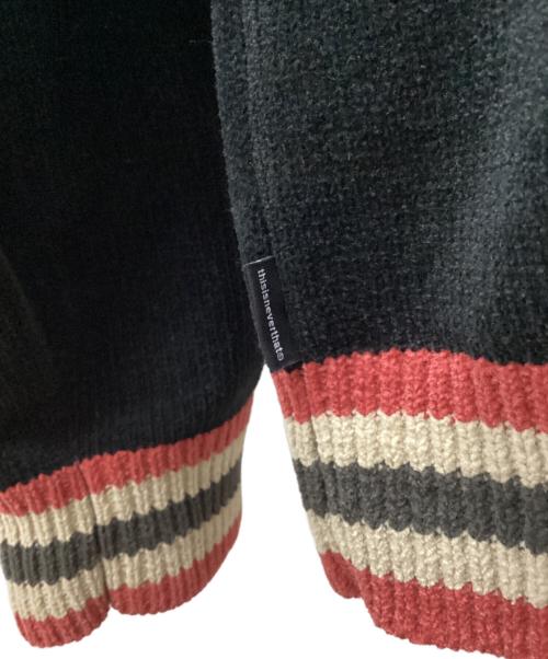 thisisneverthat（ディスイズネバーザット）thisisneverthat (ディスイズネバーザット) Striped Zip Cardigan ブラック サイズ:Mの古着・服飾アイテム