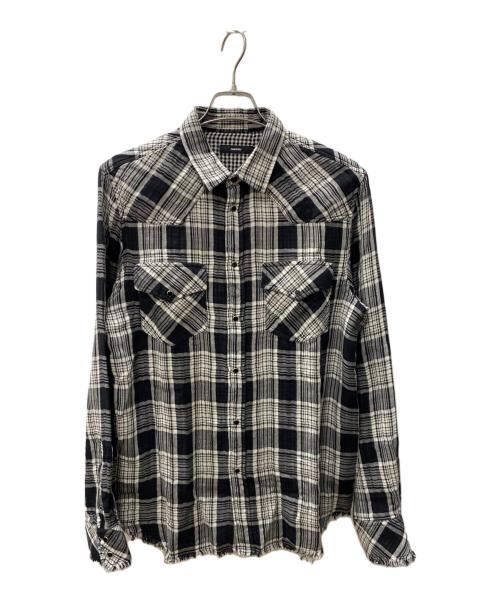 DIESEL（ディーゼル）DIESEL (ディーゼル) 長袖シャツ ホワイト×ブラック サイズ:Lの古着・服飾アイテム