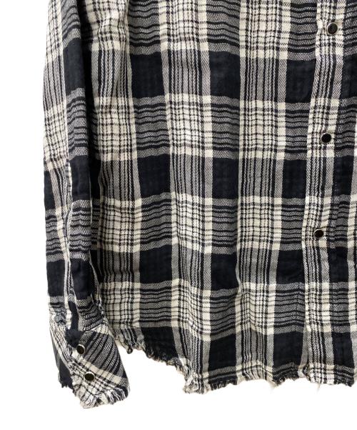 DIESEL（ディーゼル）DIESEL (ディーゼル) 長袖シャツ ホワイト×ブラック サイズ:Lの古着・服飾アイテム