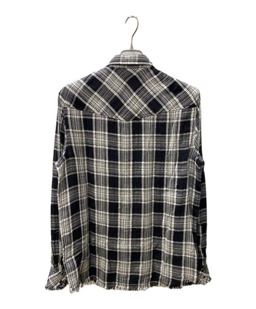 DIESEL（ディーゼル）DIESEL (ディーゼル) 長袖シャツ ホワイト×ブラック サイズ:Lの古着・服飾アイテム