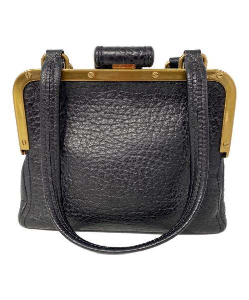 PRADA（プラダ）PRADA (プラダ) がま口レザートートバッグ ブラックの古着・服飾アイテム