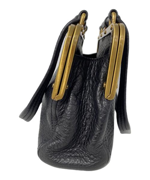 PRADA（プラダ）PRADA (プラダ) がま口レザートートバッグ ブラックの古着・服飾アイテム