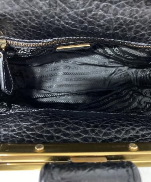 PRADA（プラダ）PRADA (プラダ) がま口レザートートバッグ ブラックの古着・服飾アイテム
