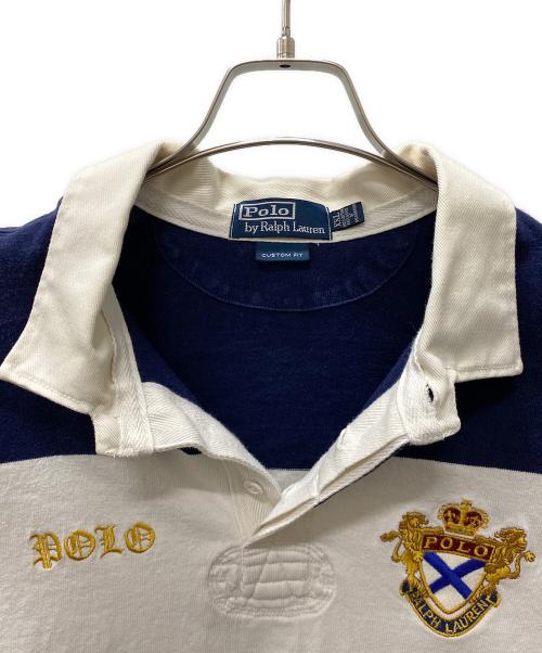 POLO RALPH LAUREN（ポロ・ラルフローレン）POLO RALPH LAUREN (ポロ・ラルフローレン) ラガーシャツ ホワイト×ネイビー サイズ:XXLの古着・服飾アイテム