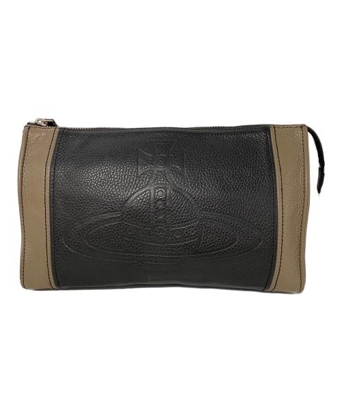 Vivienne Westwood（ヴィヴィアンウエストウッド）Vivienne Westwood (ヴィヴィアンウエストウッド) クラッチバッグ ブラック×グレーの古着・服飾アイテム