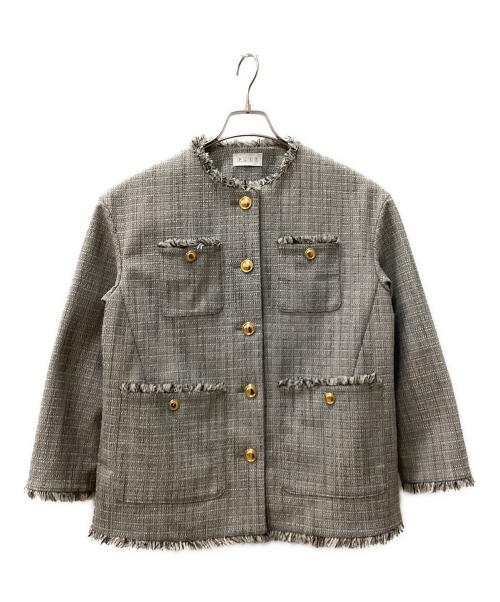 PLST（プラステ）PLST (プラステ) ツイードメタルボタンジャケット グレー サイズ:Sの古着・服飾アイテム