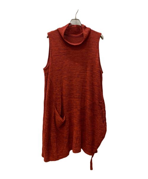 慈雨（ジウ）慈雨 (ジウ) ノースリーブワンピース レッド サイズ:40の古着・服飾アイテム