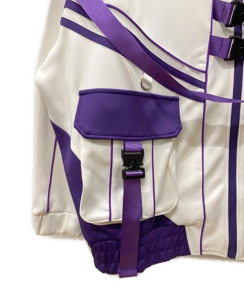 REFLEM（レフレム）REFLEM (レフレム) サイバー切替ハイネックパーカー パープル×ホワイト サイズ:Freeの古着・服飾アイテム